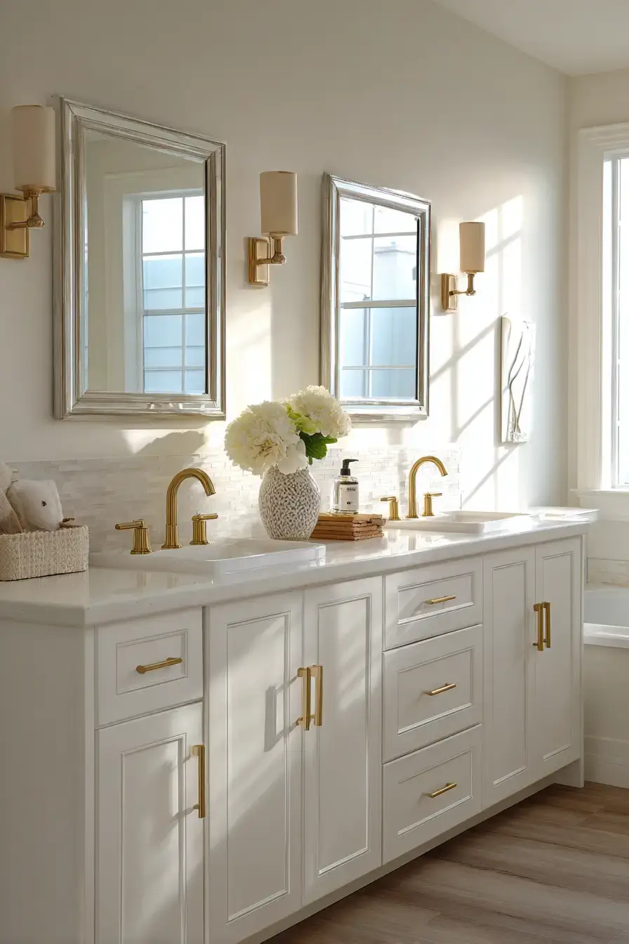 Elegant bathroom refresh with modern fixtures, neutral decor, and warm lighting