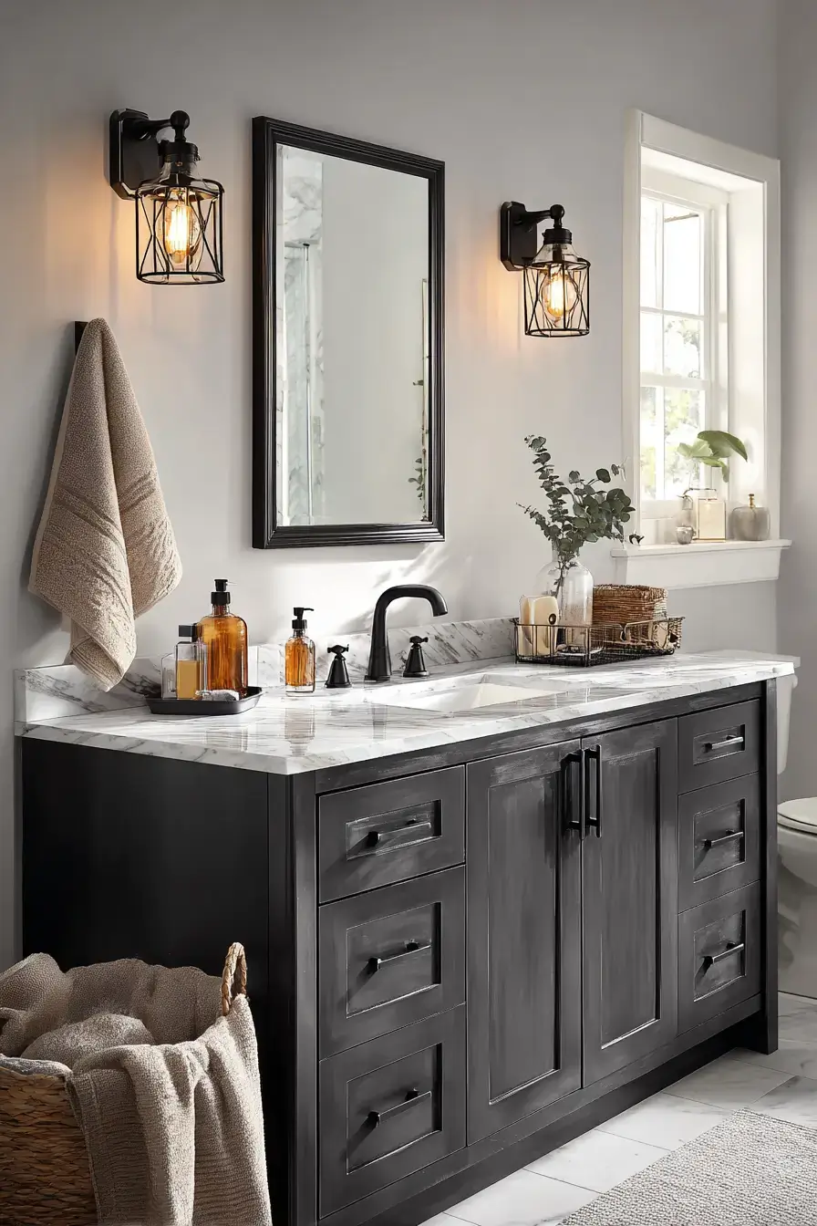 Weekend bathroom remodel with fresh paint, lighting, and updated hardware
