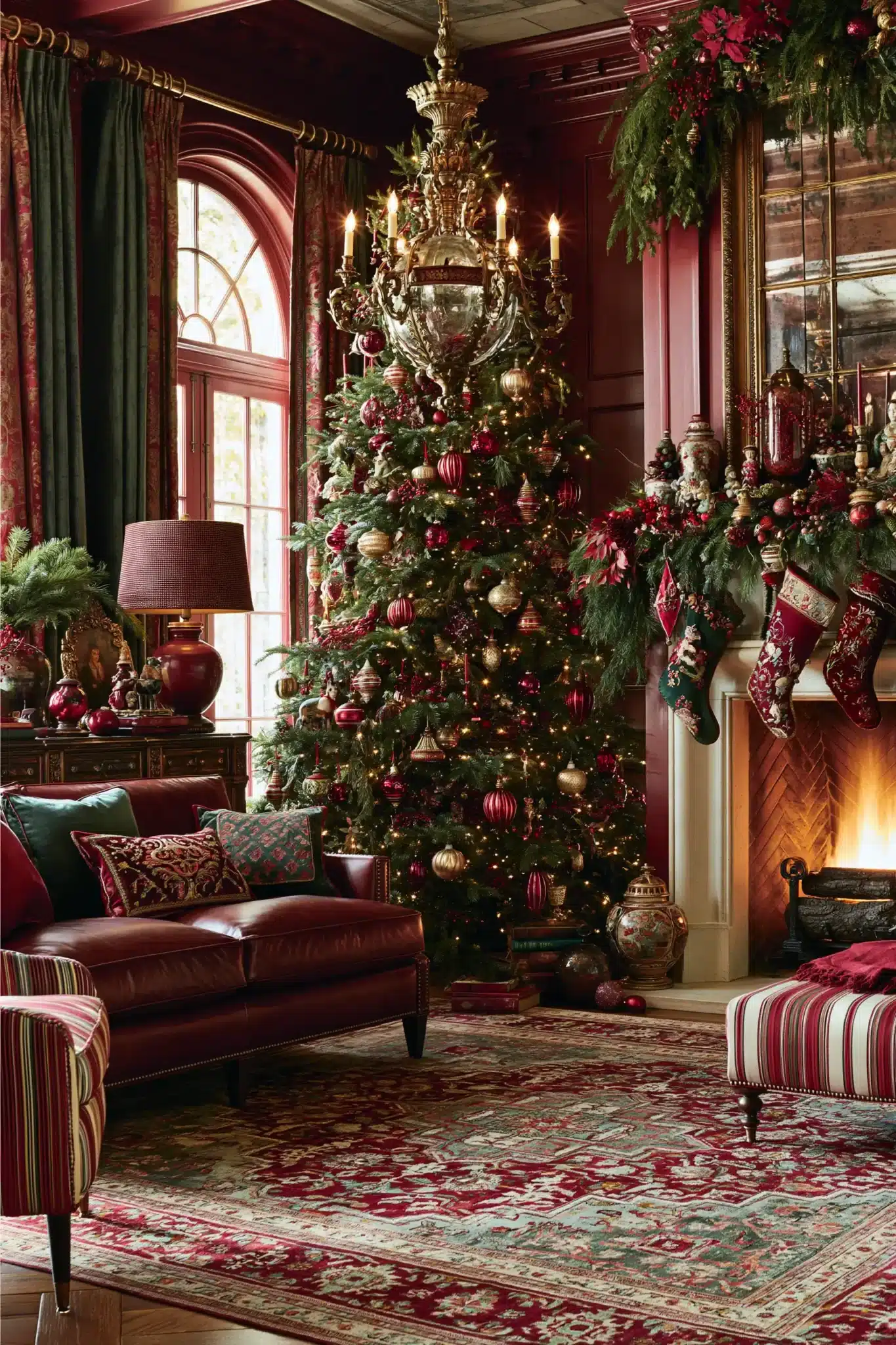 Traditional Christmas home decorated with family keepsakes and heritage-inspired holiday accents.