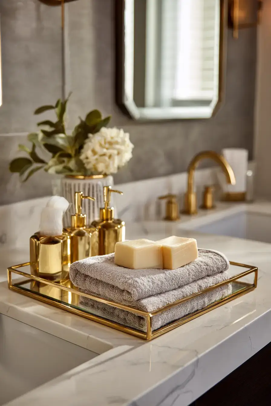 Budget bathroom with upgraded paint and hardware for a high-end look