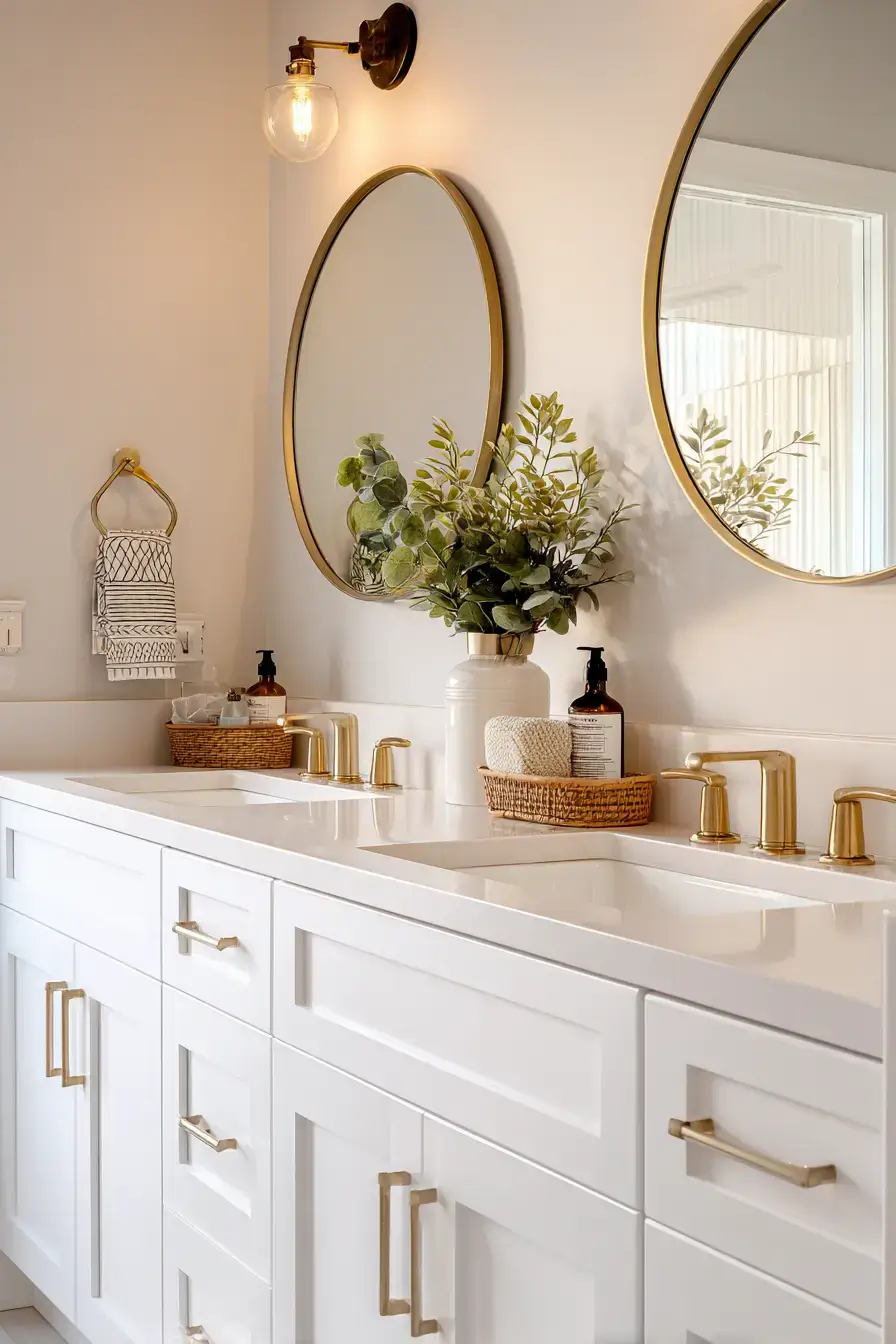 DIY bathroom vanity makeover with fresh paint and updated hardware